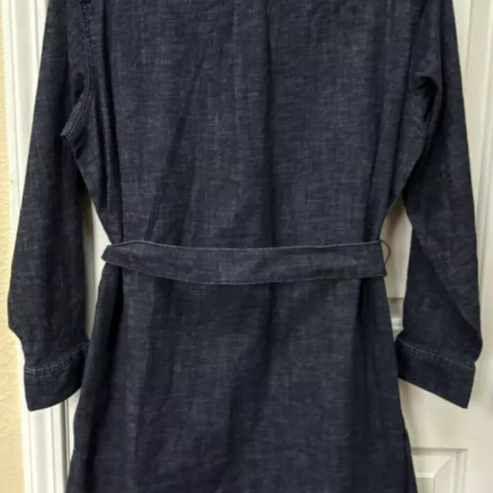 Lands' End cotton button front long sleeve Denim Shirtdress  NWOT size PM - Picture 2 of 11